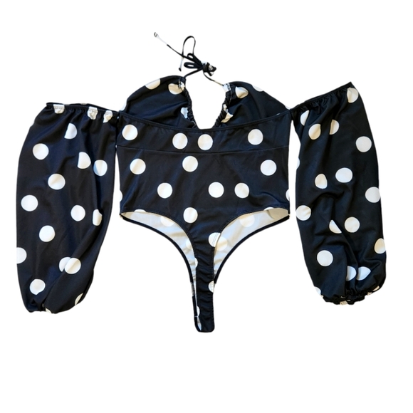 ASOS by design Polka Dot Halter Body Suit 16 - Picture 2 of 10